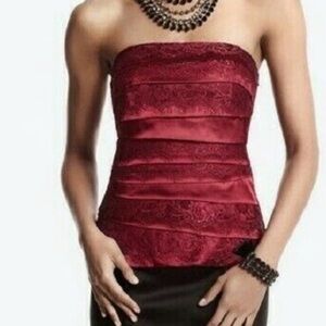 White House Black Market Burgundy Satin Top